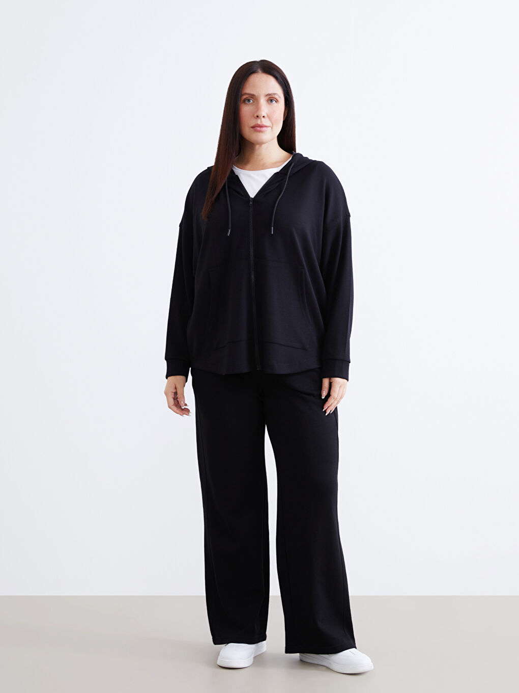 Жіноча толстовка оверсайз з капюшоном на блискавці-5