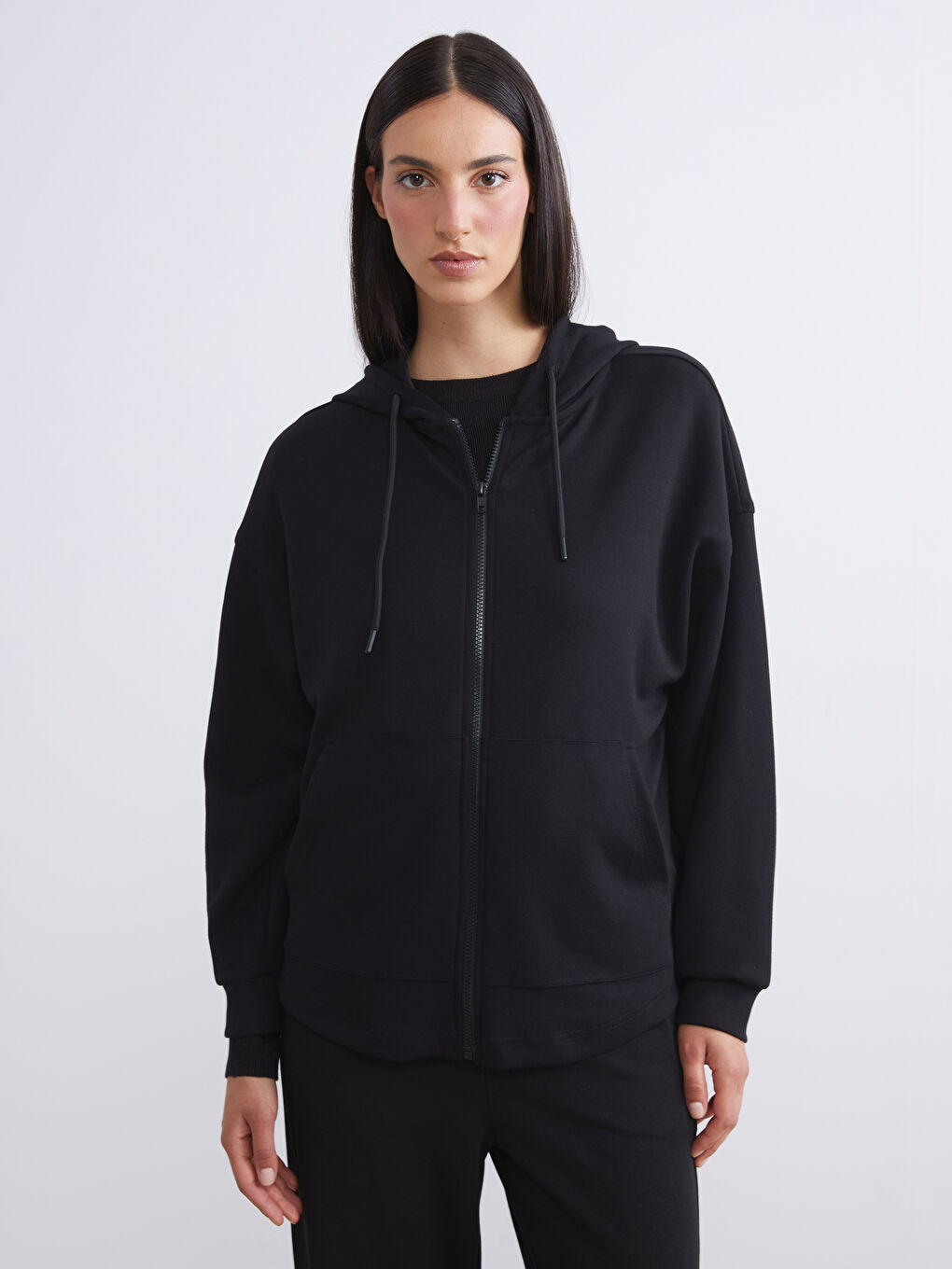 Жіноча толстовка оверсайз з капюшоном на блискавці