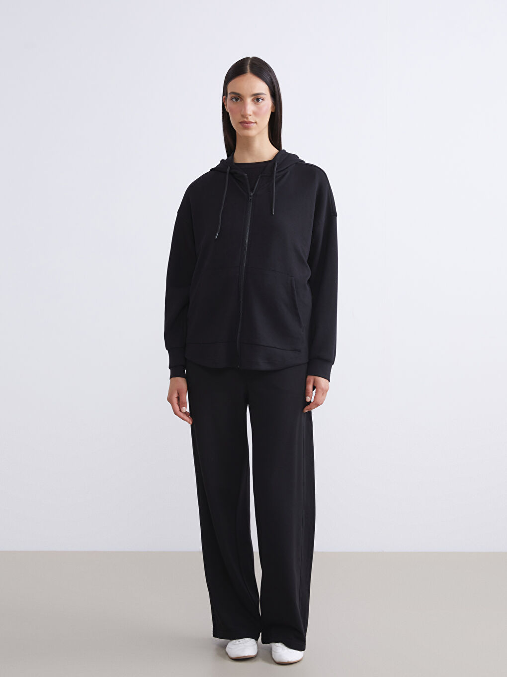 Жіноча толстовка оверсайз з капюшоном на блискавці-2