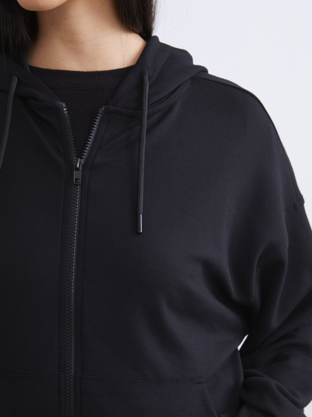 Жіноча толстовка оверсайз з капюшоном на блискавці-3