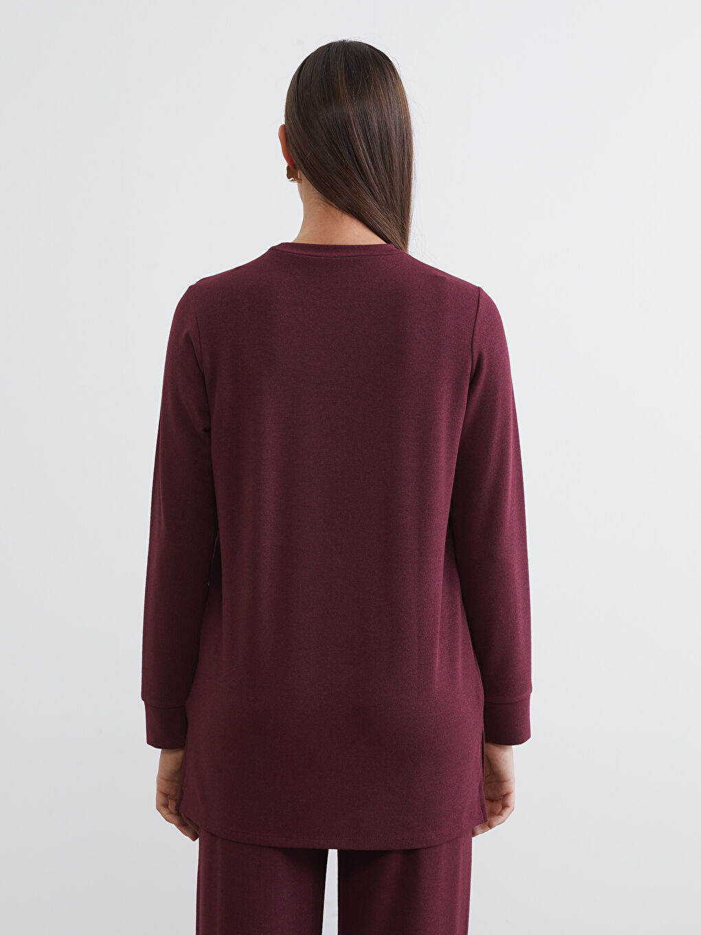 Mürdüm Bisiklet Yaka Kadın Sweatshirt Tunik-3