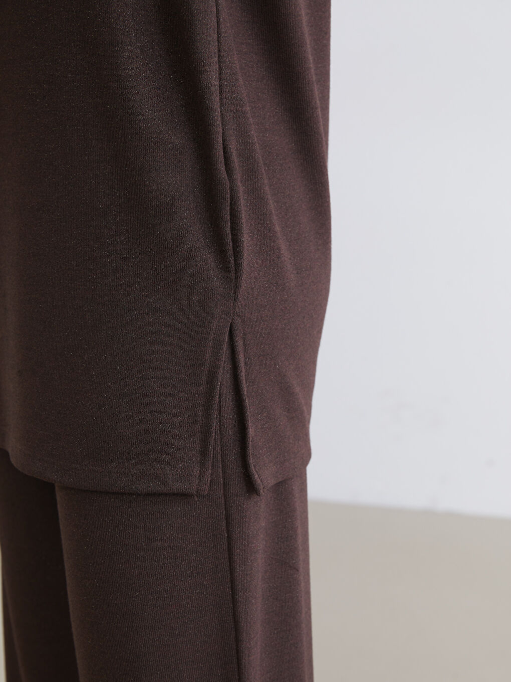 Kahverengi Bisiklet Yaka Kadın Sweatshirt Tunik-2