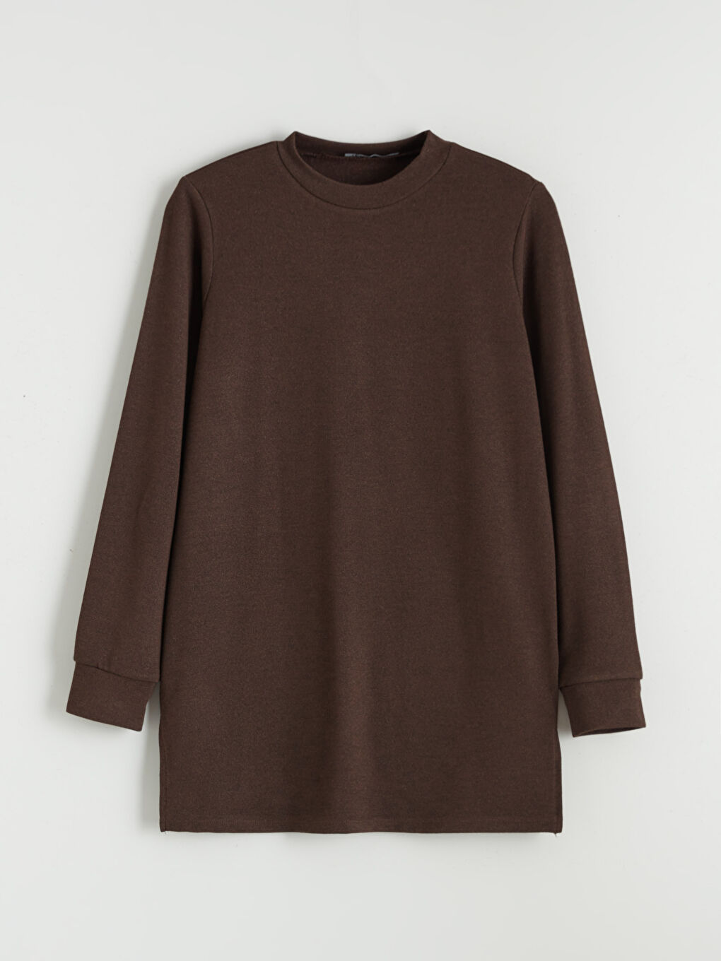 Kahverengi Bisiklet Yaka Kadın Sweatshirt Tunik-4