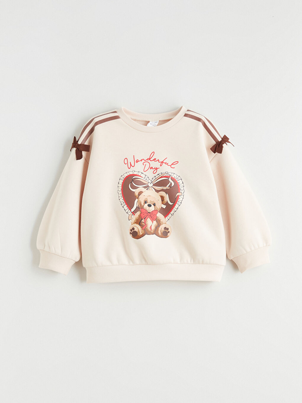 Pembe Ayı Teddy Baskılı Kız Çocuk Sweatshirt