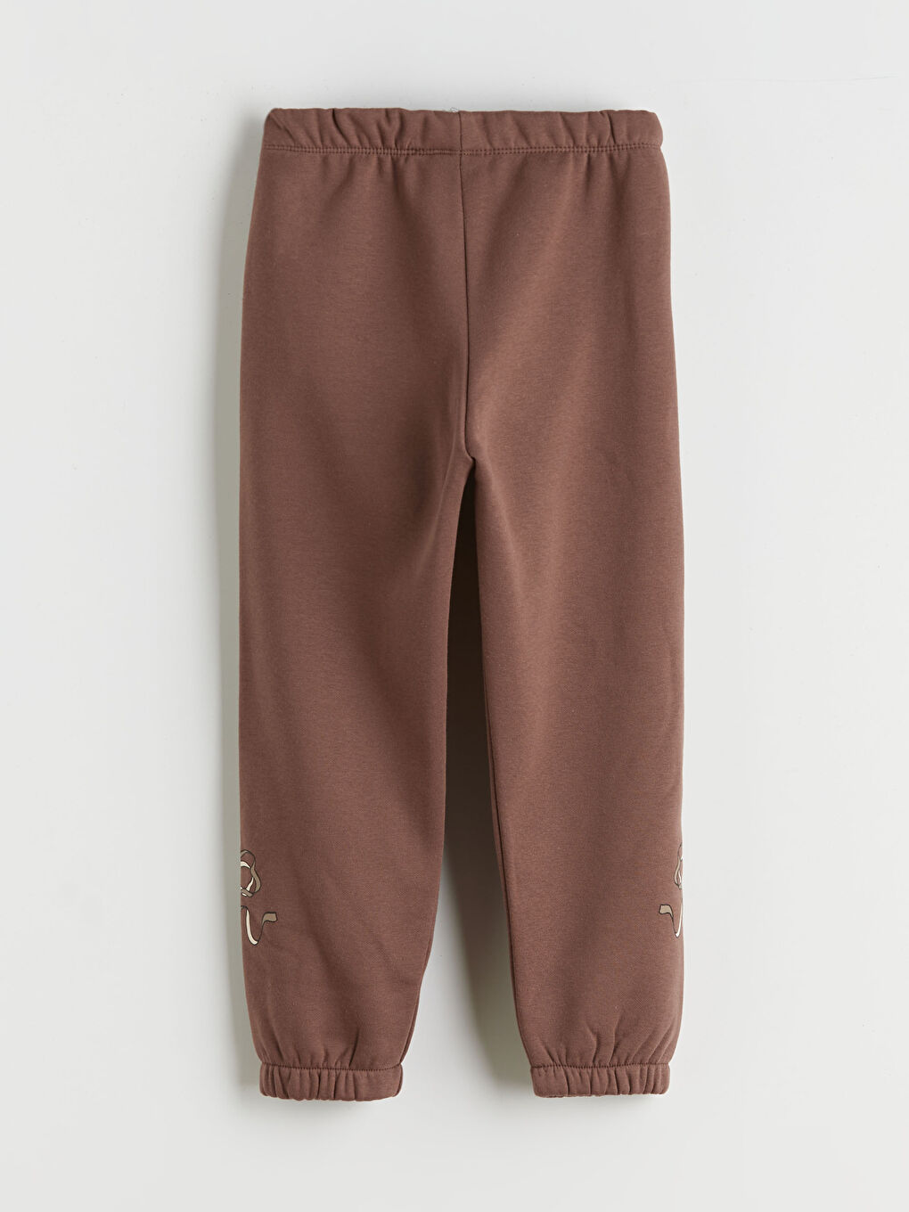 Kahverengi Beli Lastikli Baskılı Kız Çocuk Eşofman Altı-1