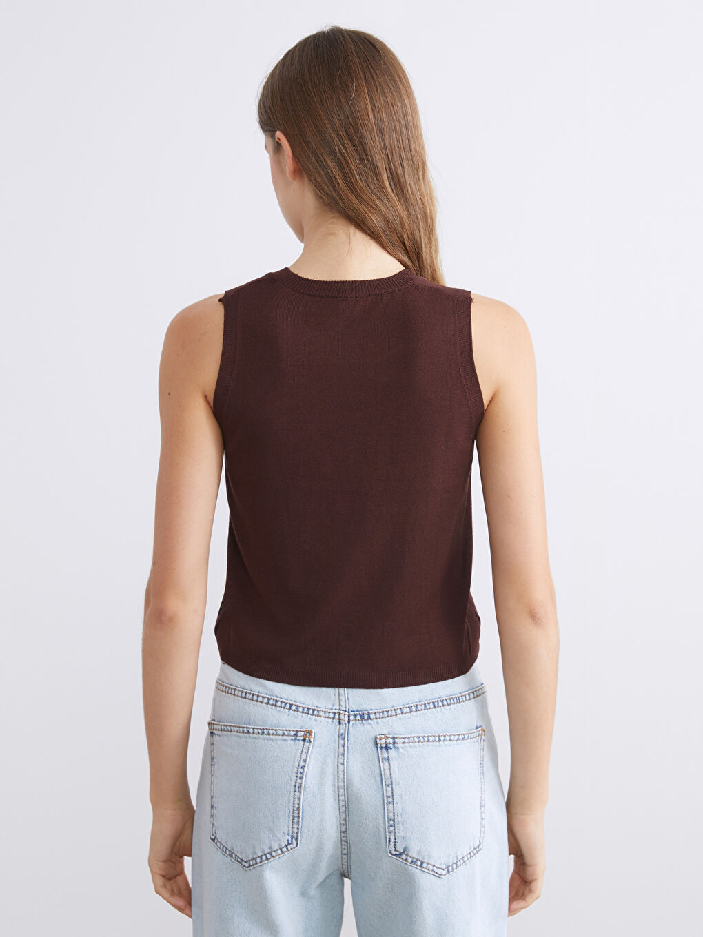 Kahverengi Bisiklet Yaka Oversize Kadın Triko Süveter-3