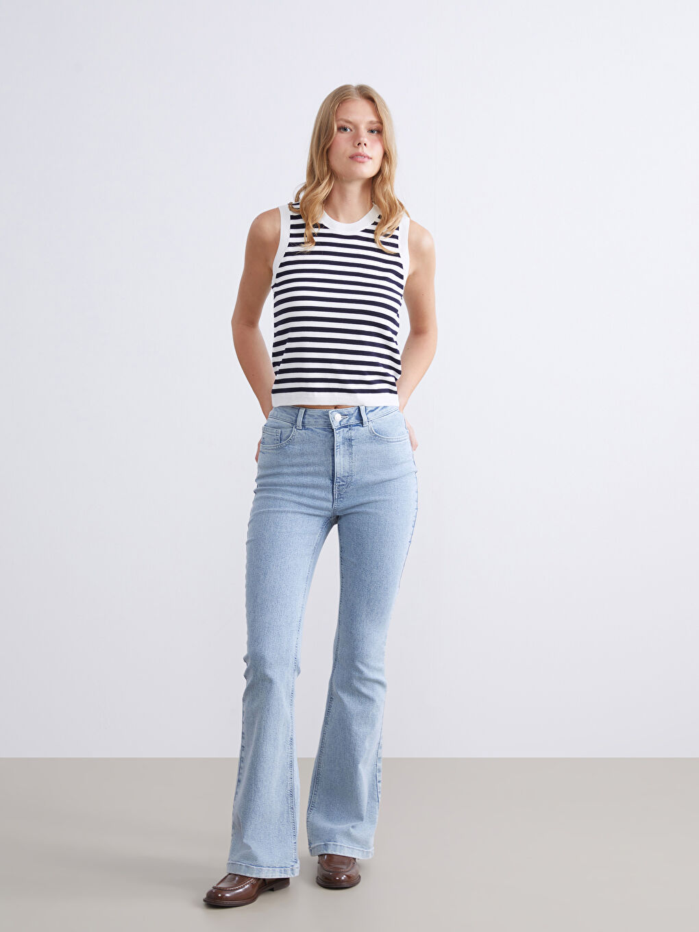 Lacivert Bisiklet Yaka Oversize Kadın Triko Süveter-1