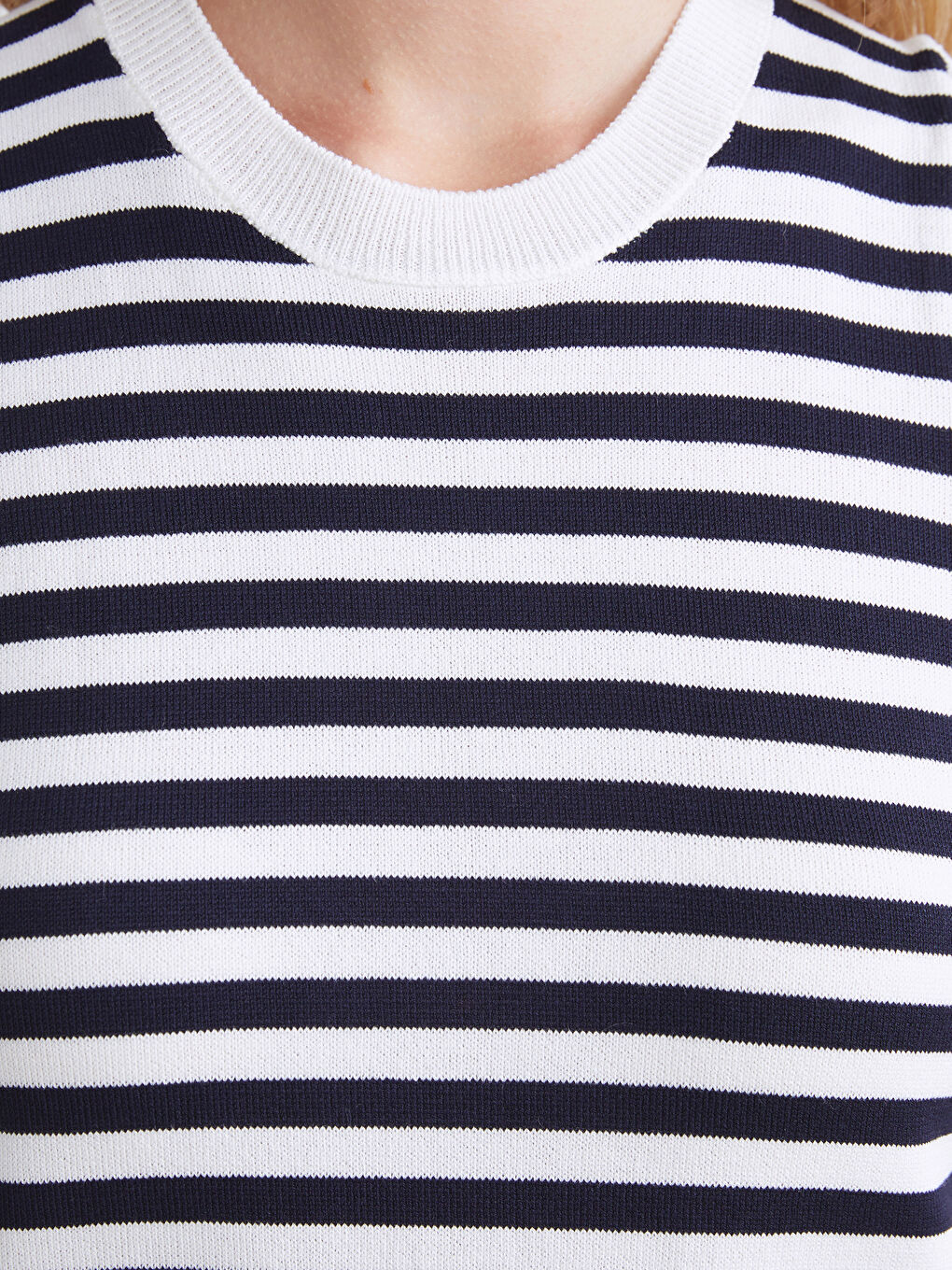 Lacivert Bisiklet Yaka Oversize Kadın Triko Süveter-2