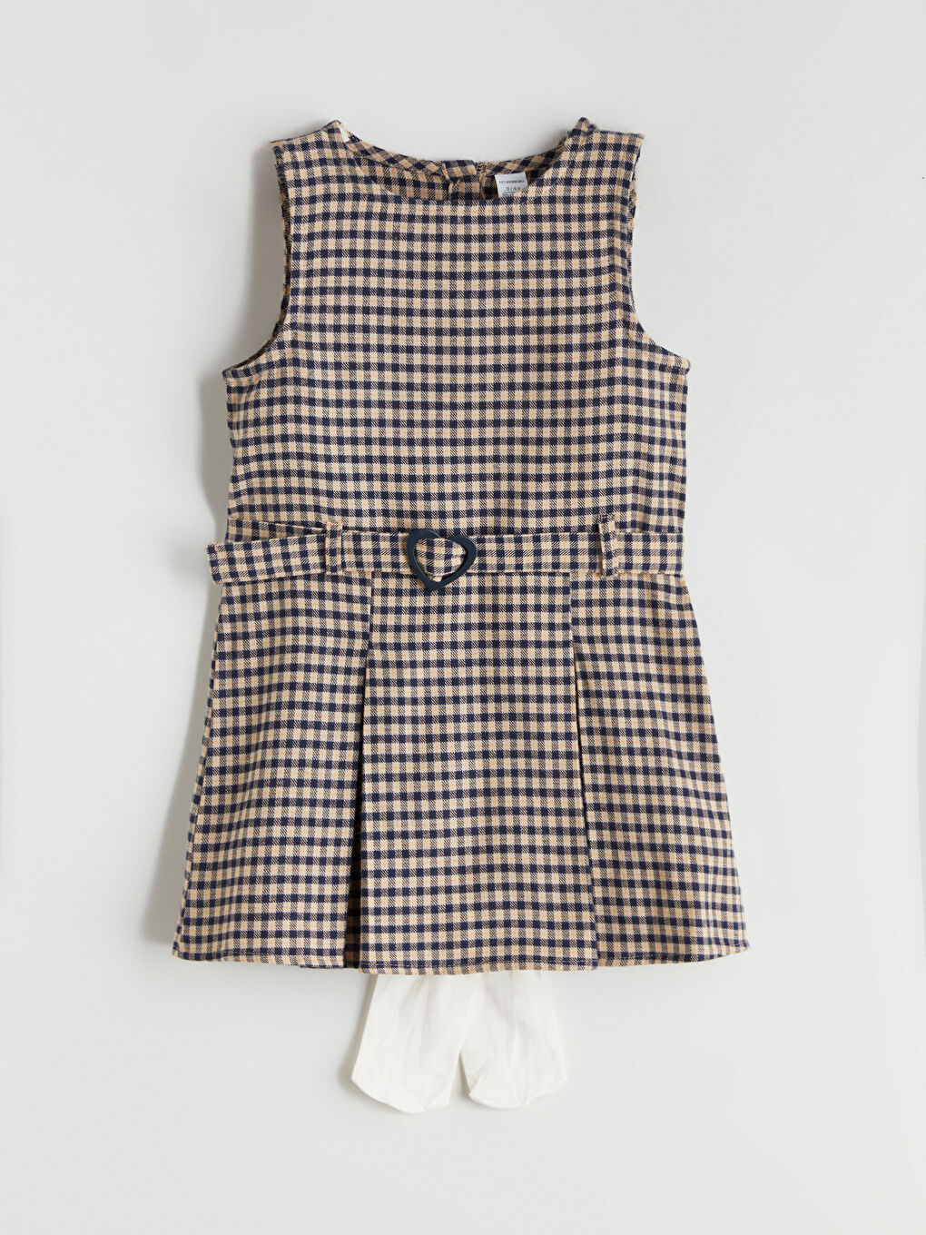 Lacivert Kemer Detaylı Kız Çocuk Elbise ve Külotlu Çorap