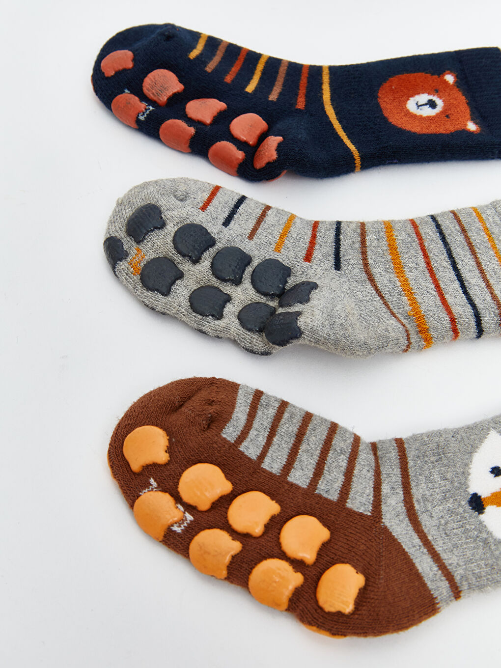 Lacivert Kaydırmaz Tabanlı Erkek Çocuk Soket Çorap 3'lü-1