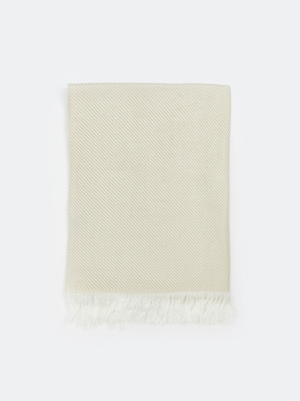 Ekru Çizgili Kadın Dokuma Şal-1