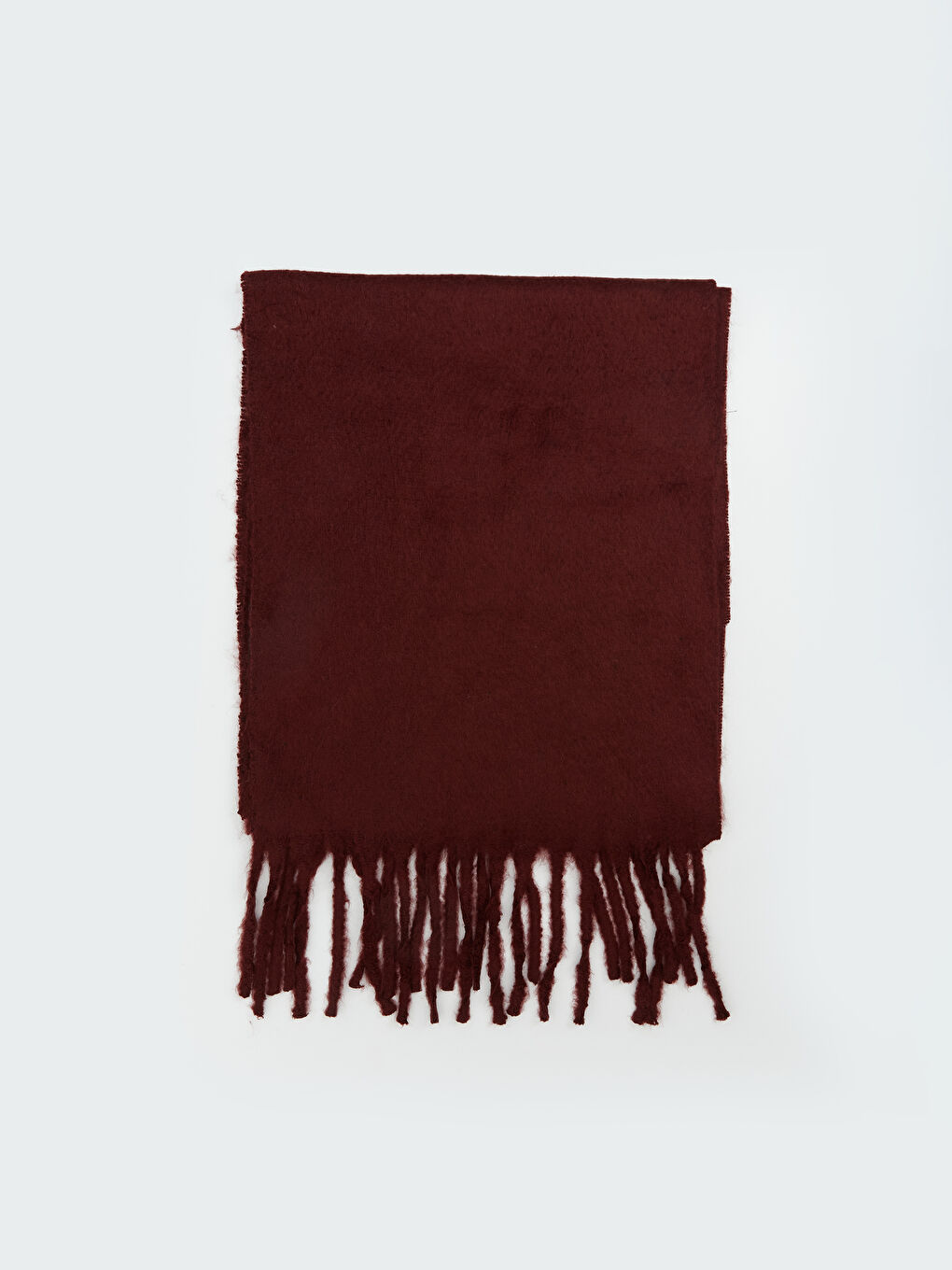 Bordo Püskül Detaylı Düz Kadın Atkı-1