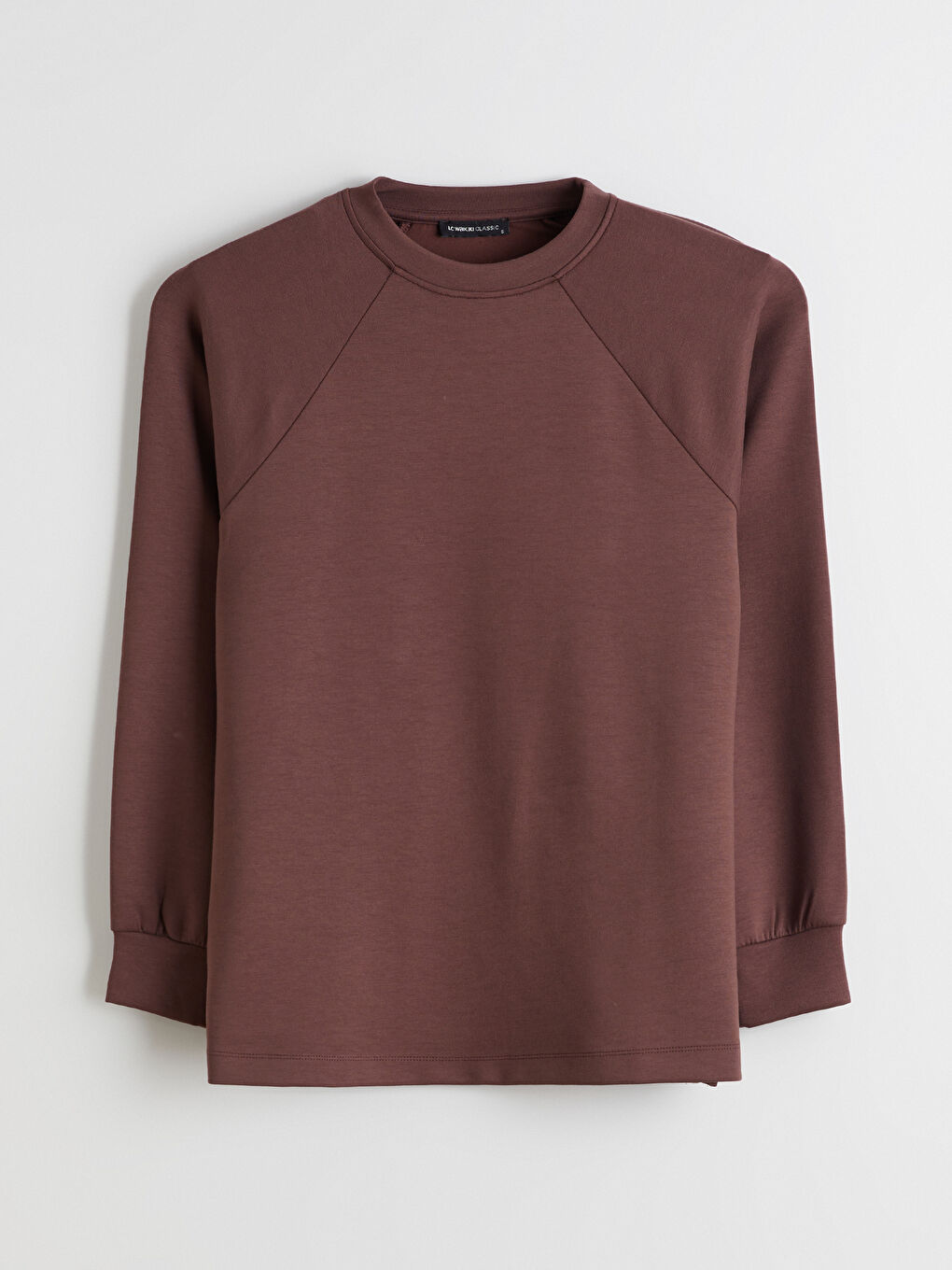 Kahverengi Bisiklet Yaka Oversize Kadın Sweatshirt Tunik-4