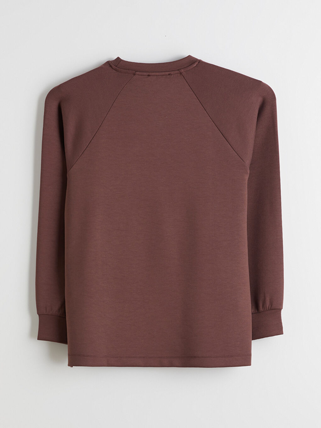 Kahverengi Bisiklet Yaka Oversize Kadın Sweatshirt Tunik-5