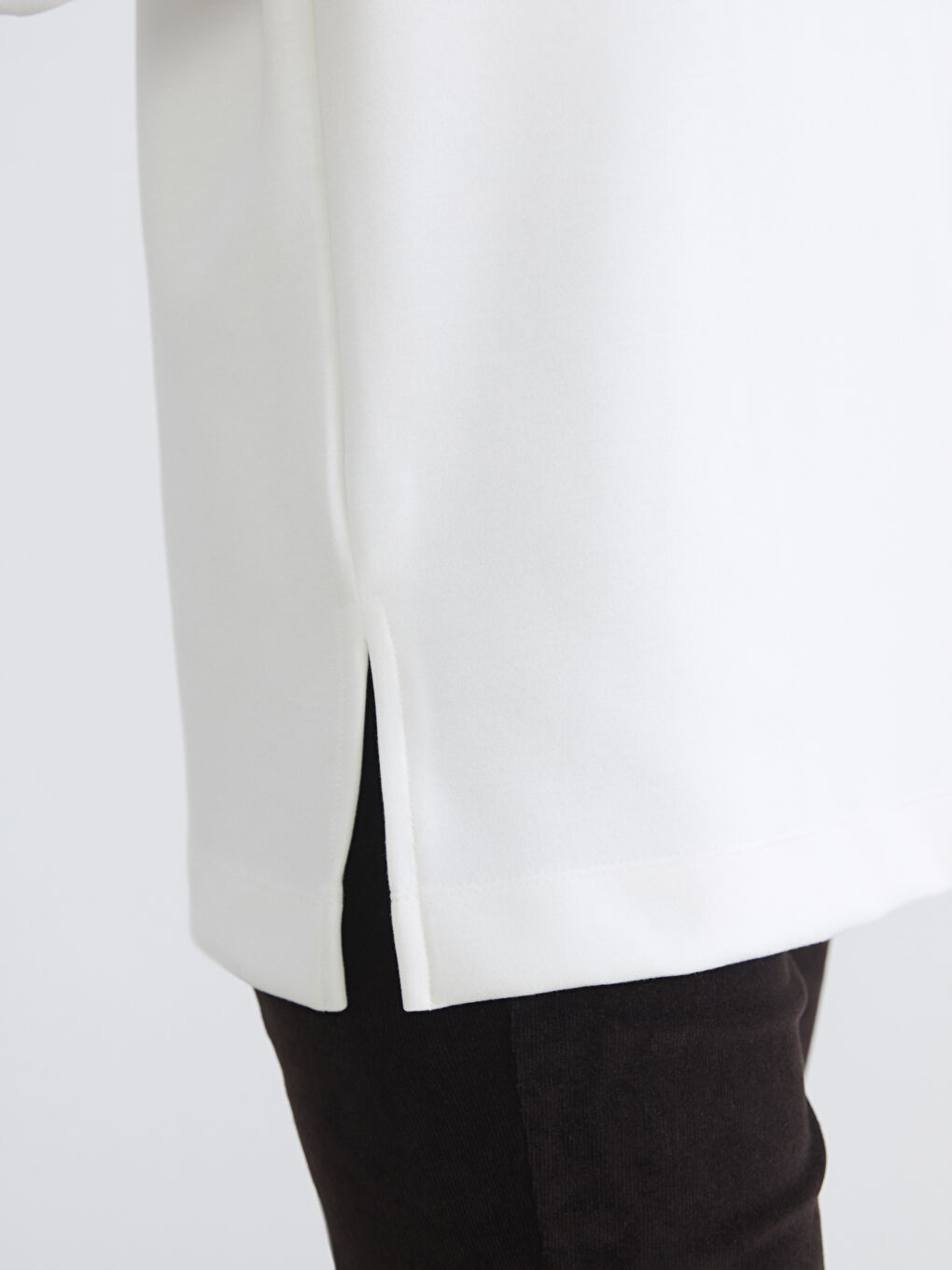 Ekru Bisiklet Yaka Oversize Kadın Sweatshirt Tunik-4