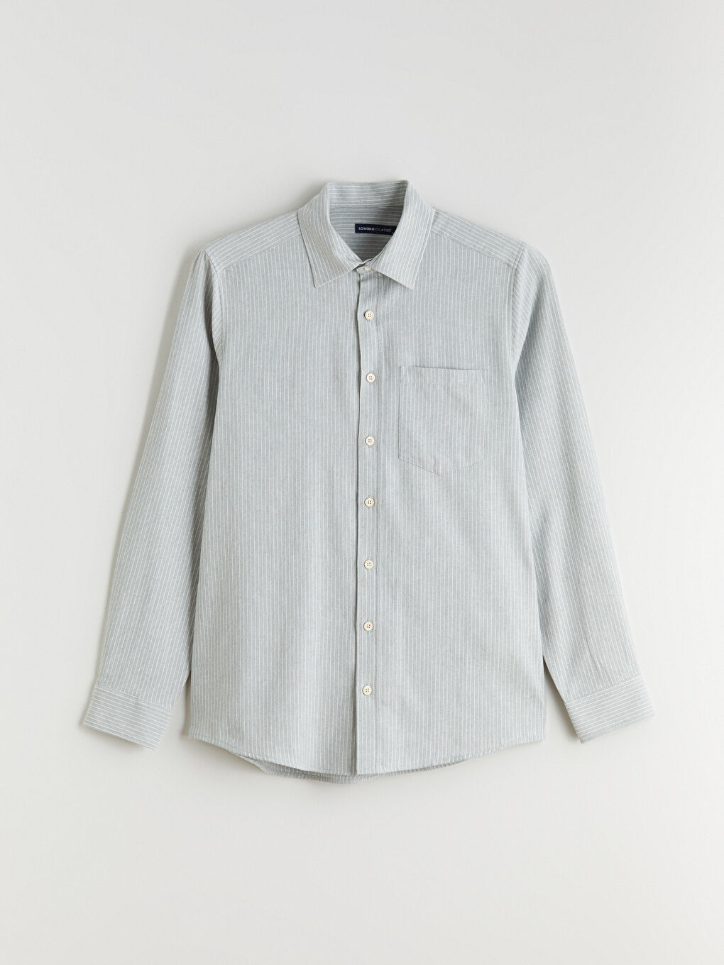 Yeşil Regular Fit Uzun Kollu Çizgili Poplin Erkek Gömlek-4