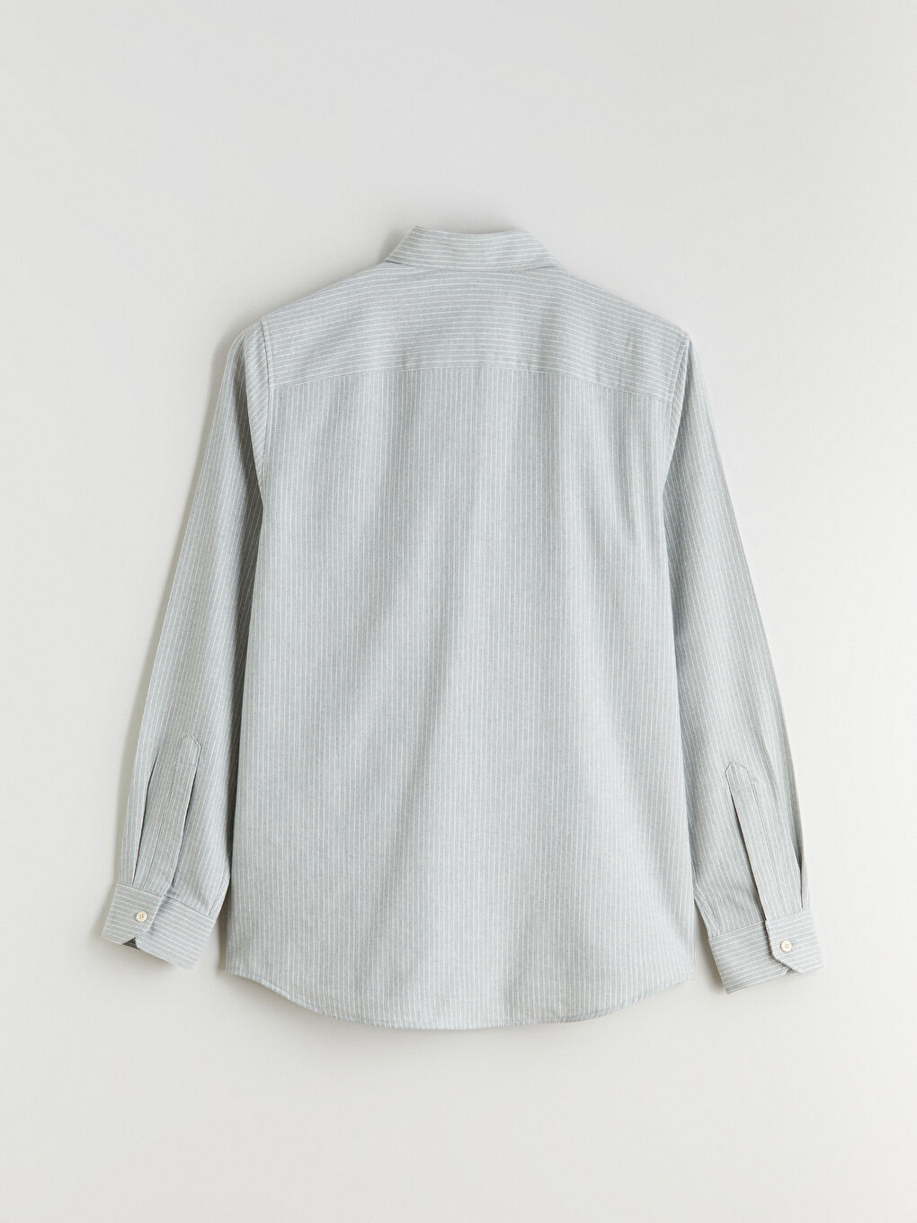 Yeşil Regular Fit Uzun Kollu Çizgili Poplin Erkek Gömlek-5