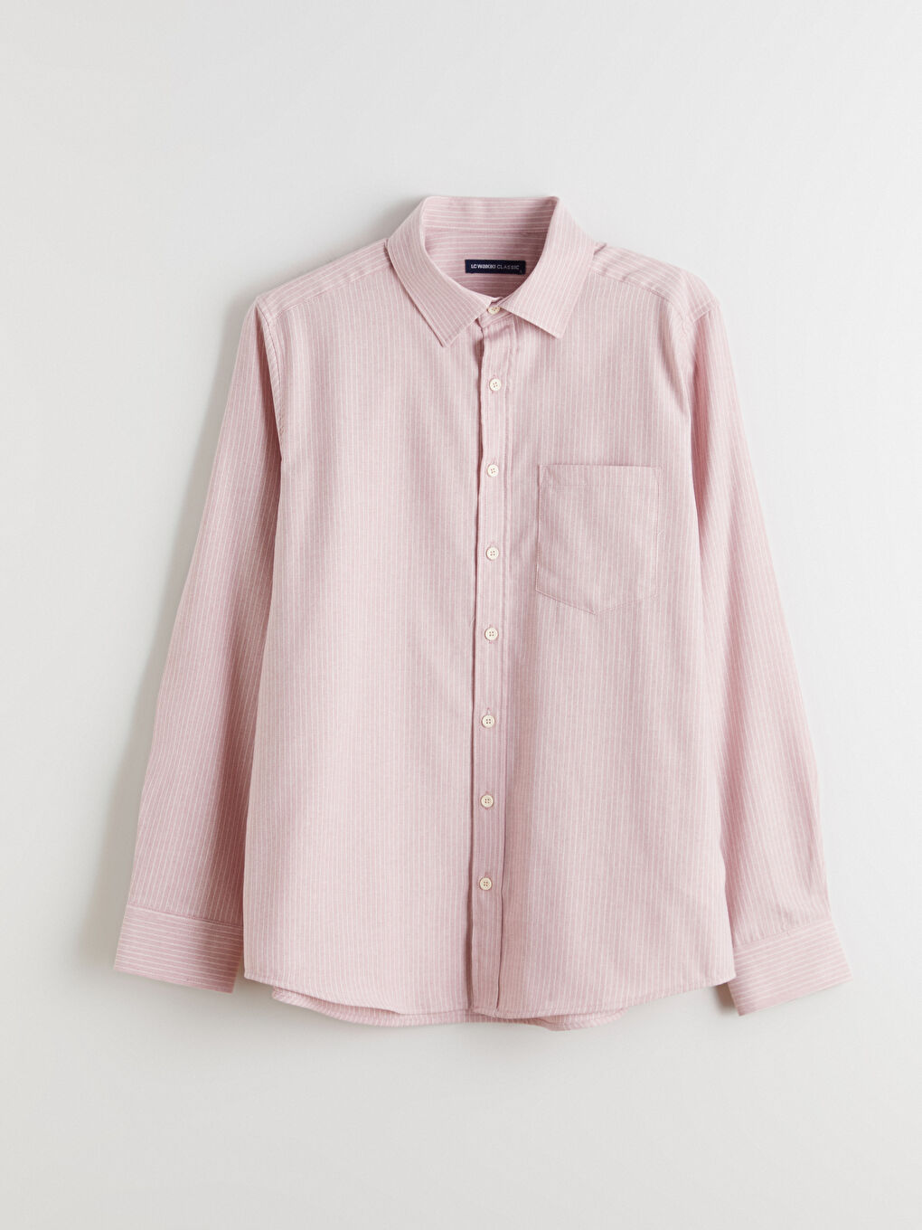 Pembe Regular Fit Uzun Kollu Çizgili Poplin Erkek Gömlek-4
