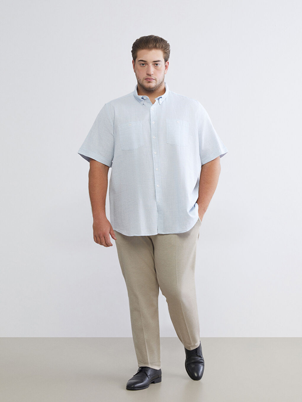 Mavi Regular Fit Kısa Kollu Armürlü Erkek Dokulu Gömlek-5