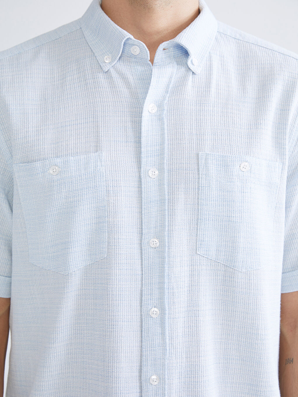 Mavi Regular Fit Kısa Kollu Armürlü Erkek Dokulu Gömlek-3
