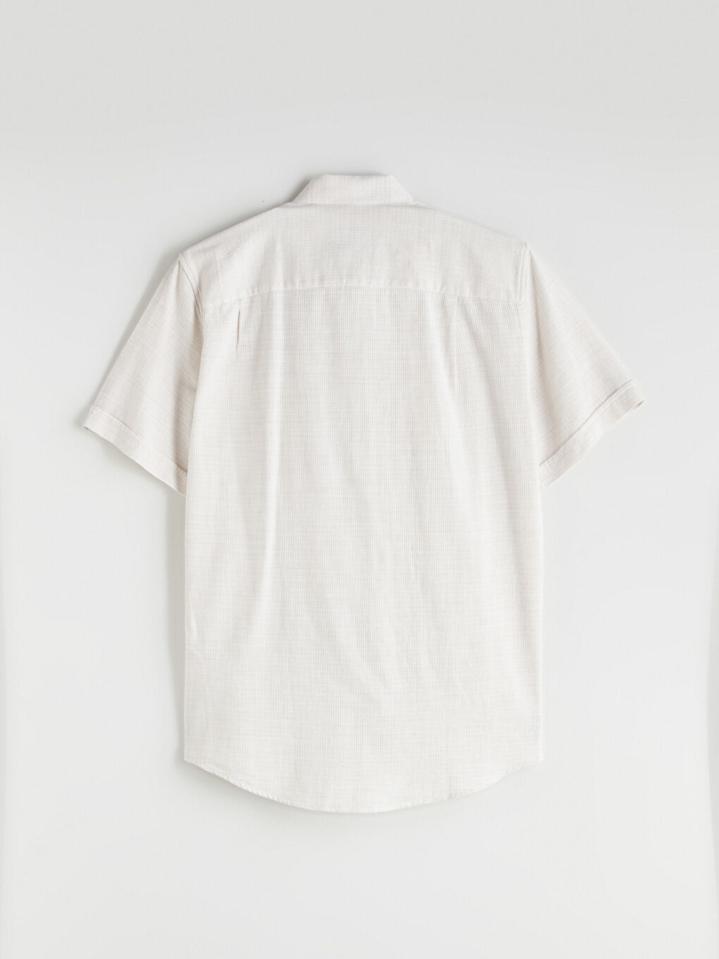 Bej Regular Fit Kısa Kollu Armürlü Erkek Dokulu Gömlek-7