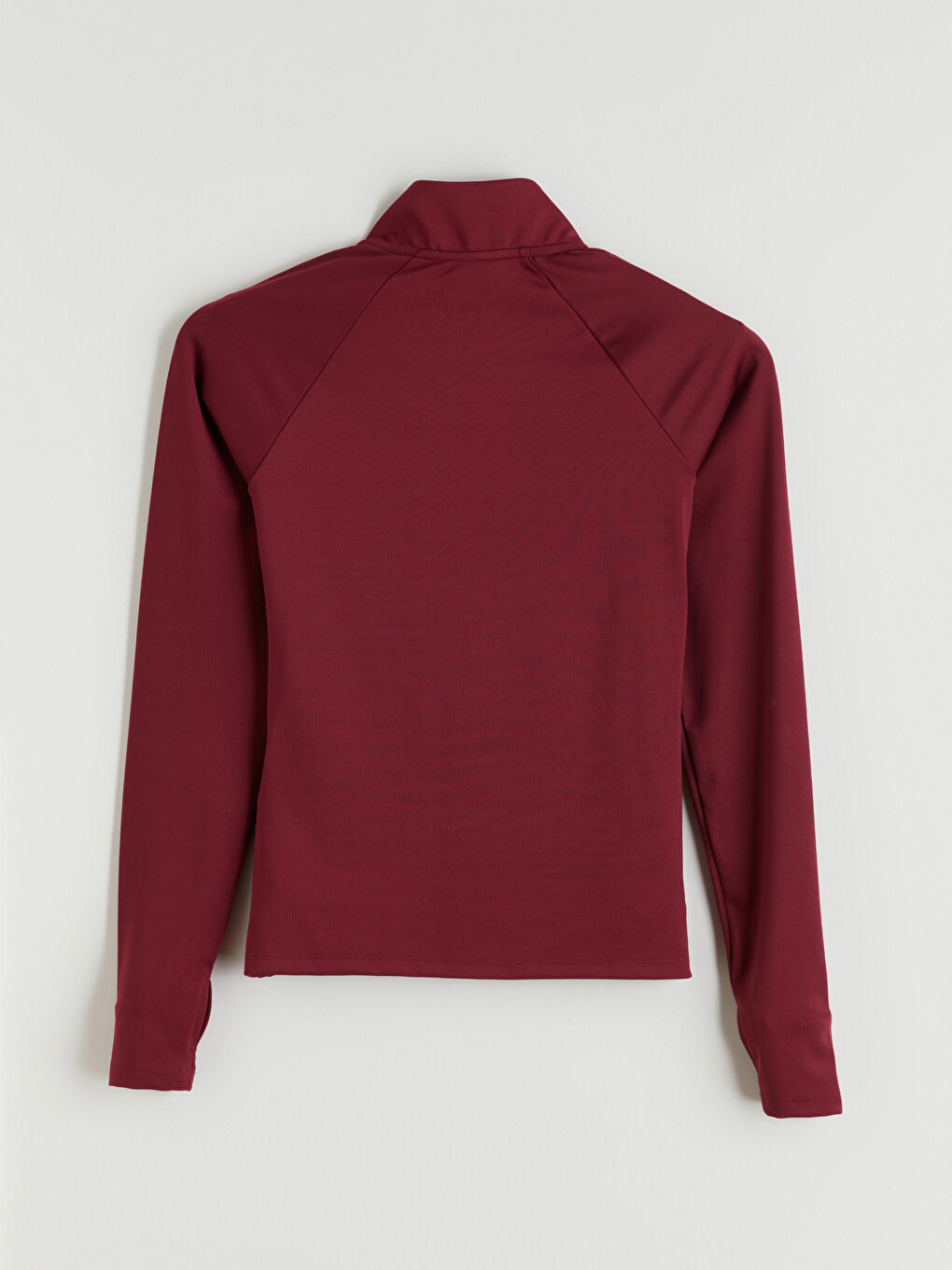 Mürdüm Dik Yaka Parmak Geçmeli Kadın Fermuarlı Sweatshirt-6