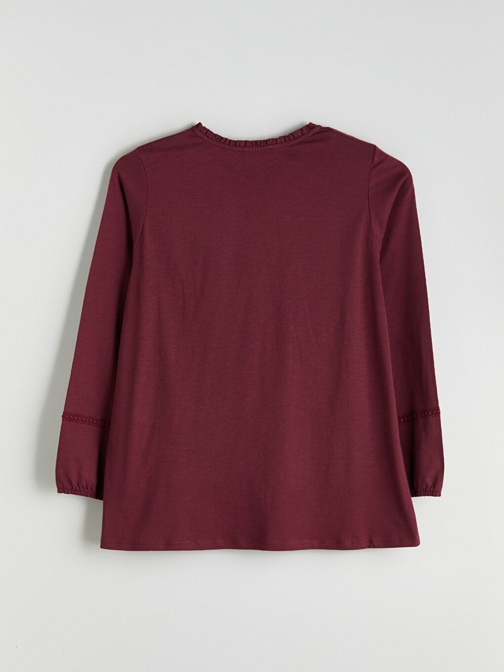 Bordo Fırfırlı Bisiklet Yaka Bluz-5