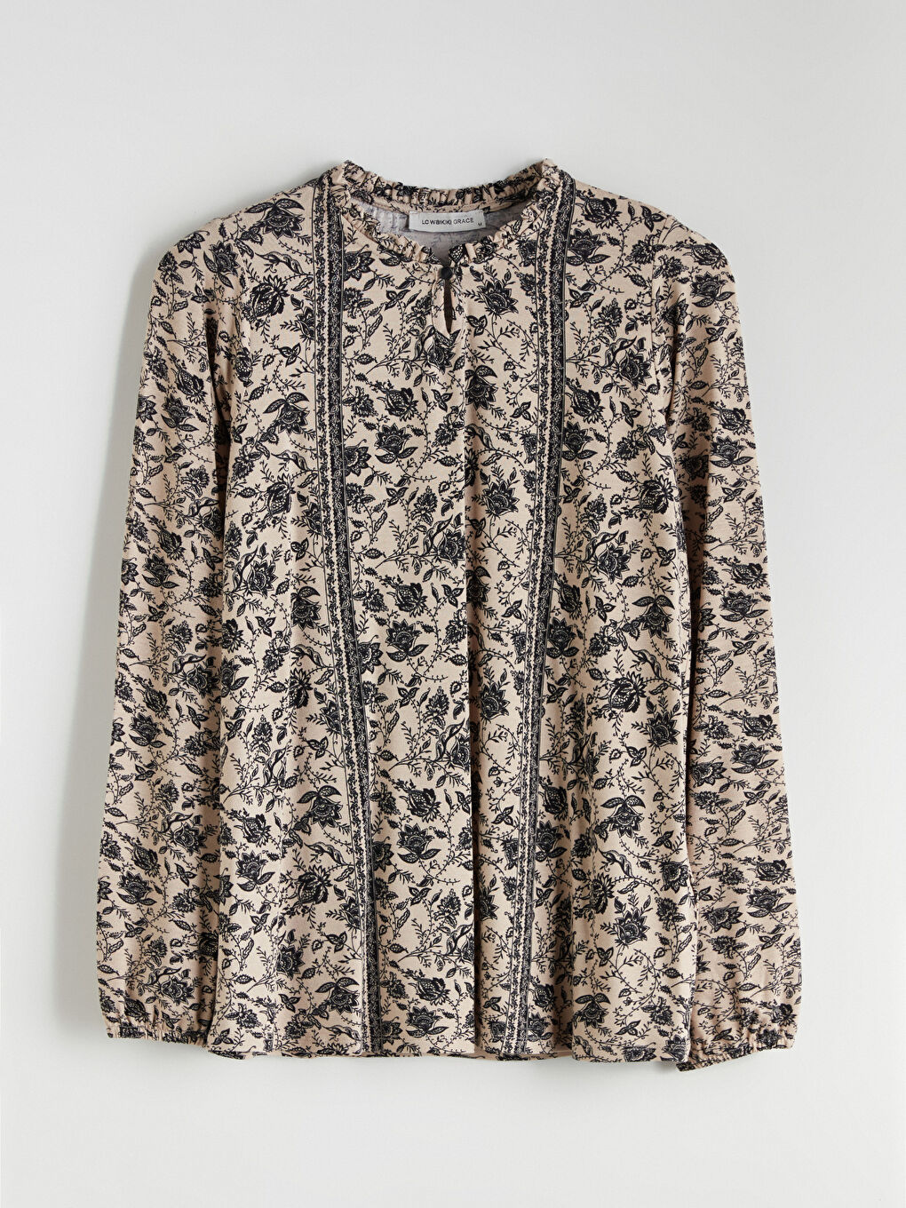 بلوزة برقبة دائرية مزينة بالزهور-4