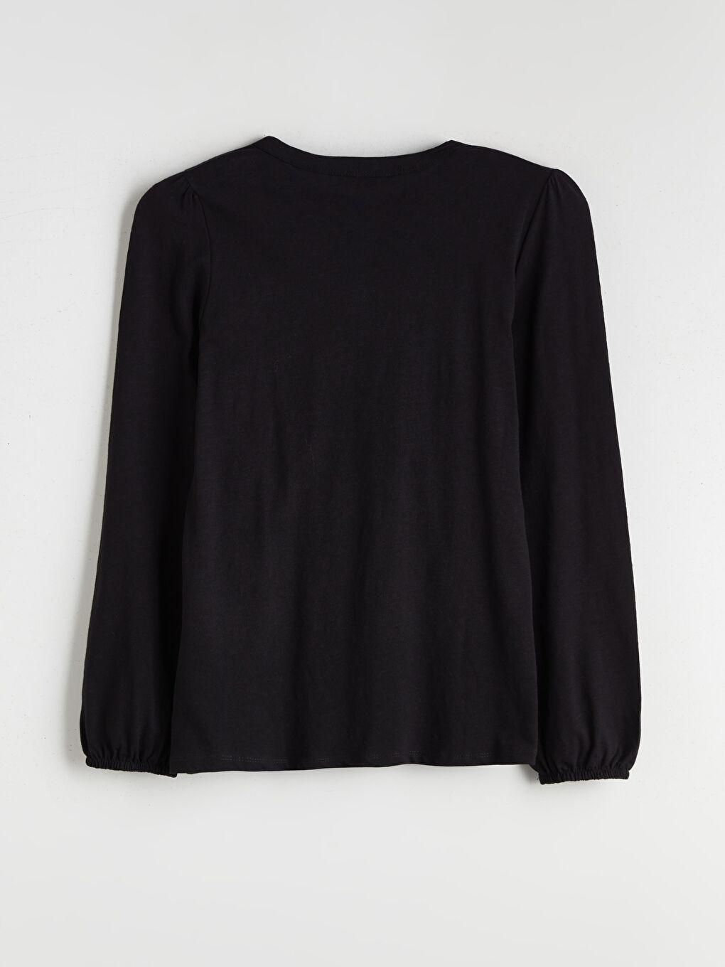 Siyah Bisiklet Yaka Düğmeli Bluz-6