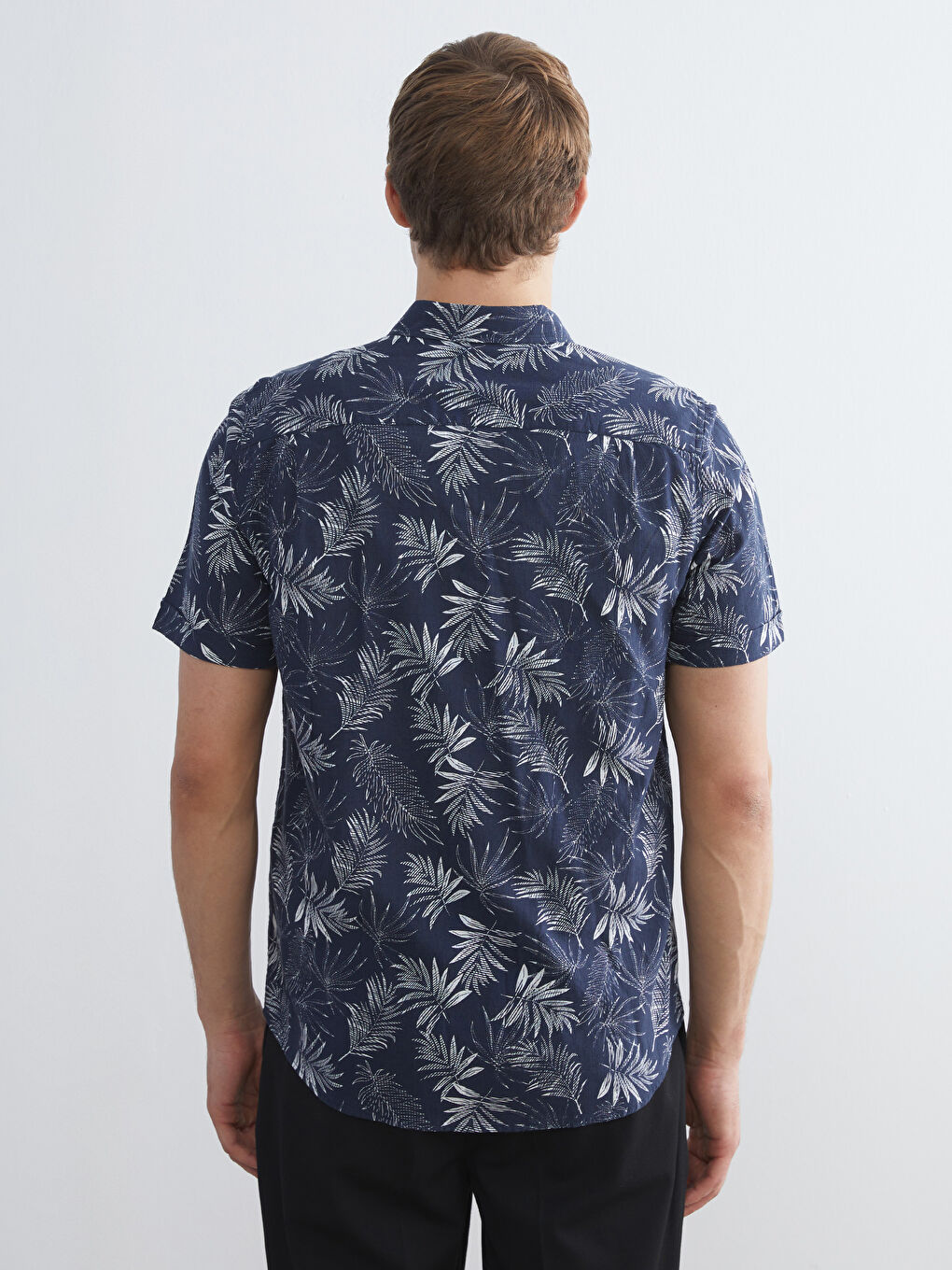 İndigo Regular Fit Kısa Kollu Desenli Poplin Erkek Gömlek-3