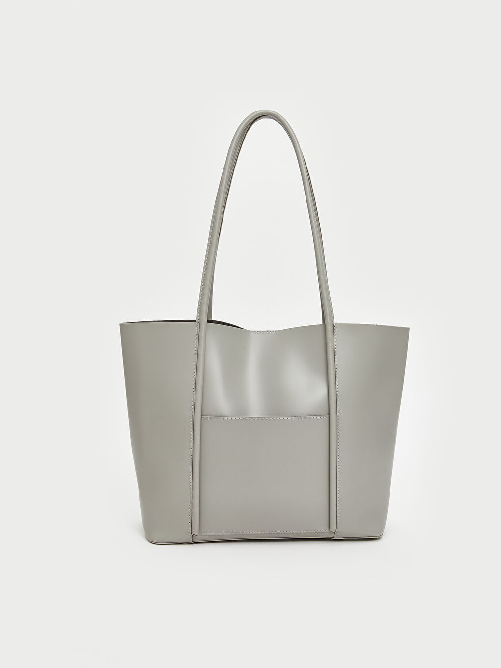 Gri Deri Görünümlü Kadın Kol Çantası-1