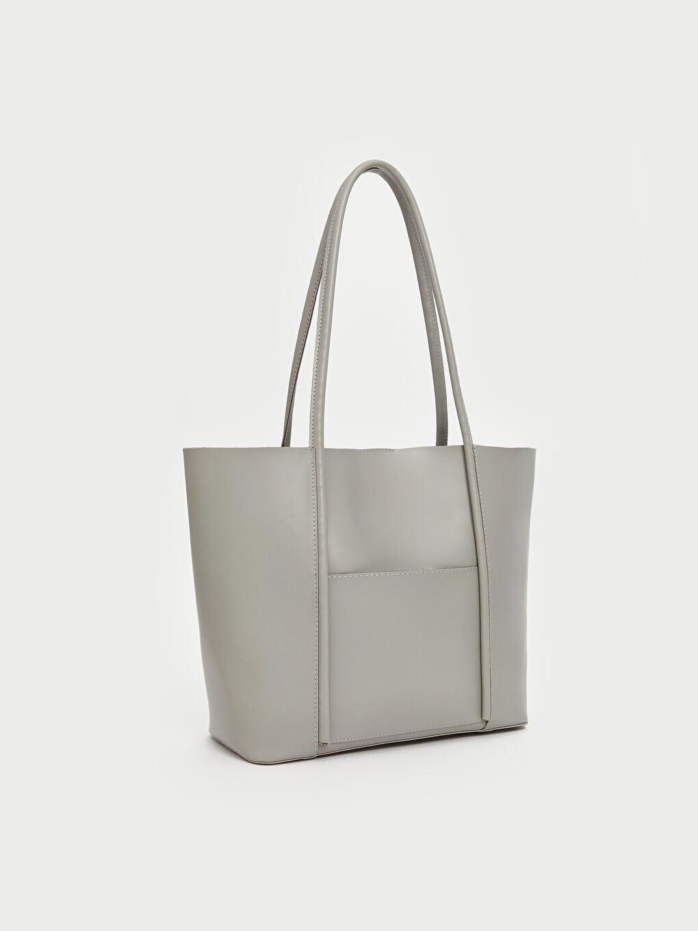 Gri Deri Görünümlü Kadın Kol Çantası-2