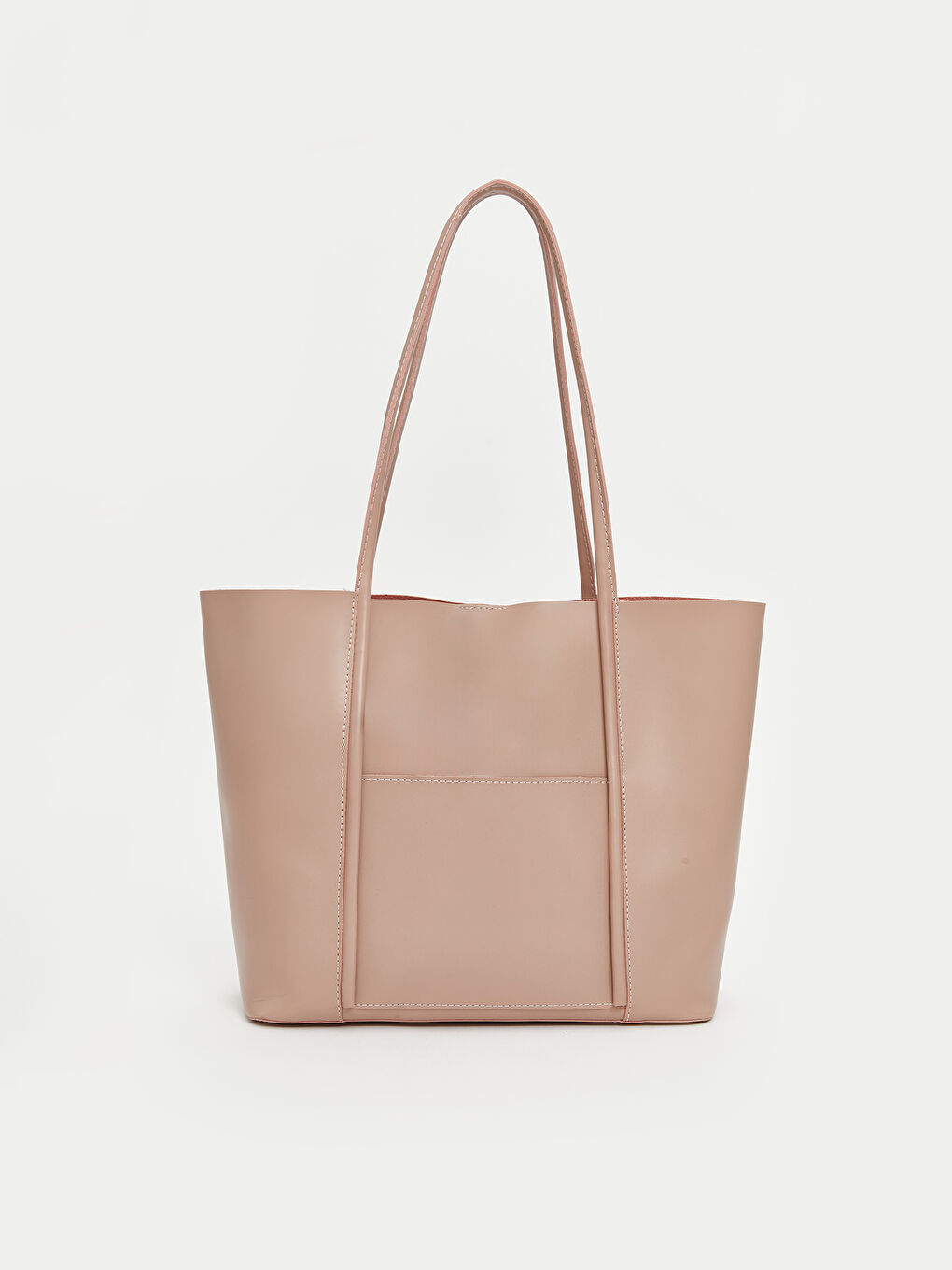 Pembe Deri Görünümlü Kadın Kol Çantası-1