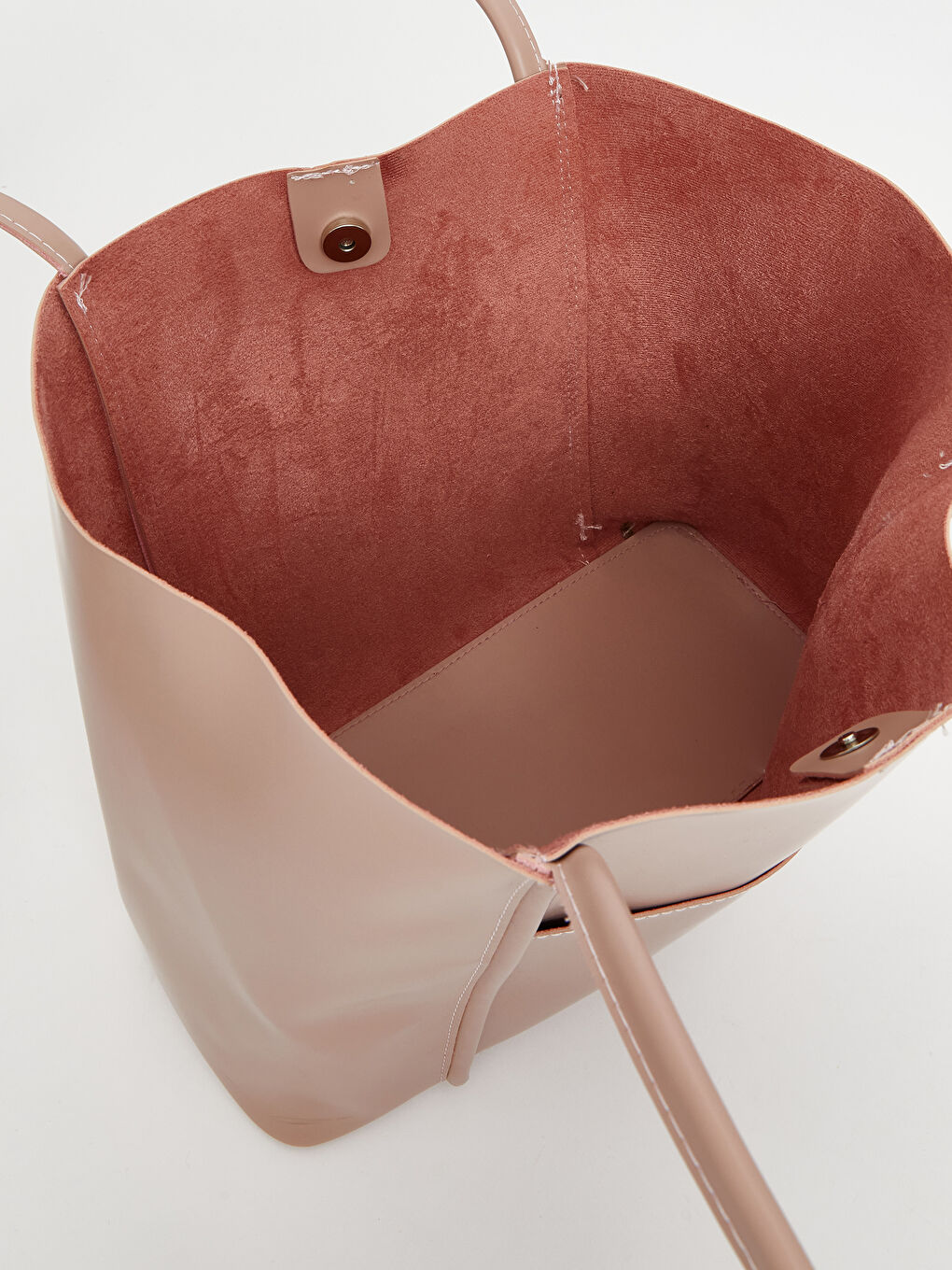 Pembe Deri Görünümlü Kadın Kol Çantası-3