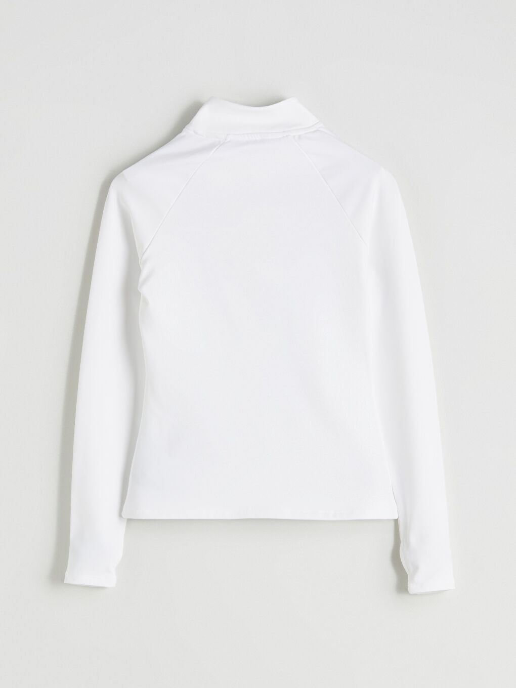 Beyaz Dik Yaka Parmak Geçmeli Kadın Spor Body-7