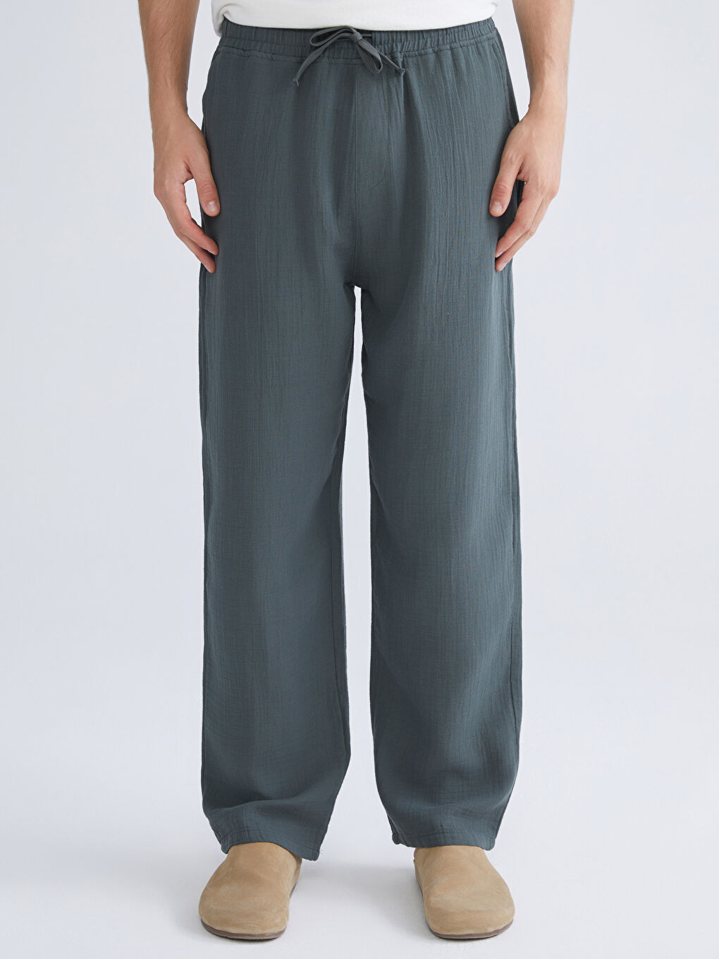 Yeşil Rahat Kalıp Erkek Pantolon-1