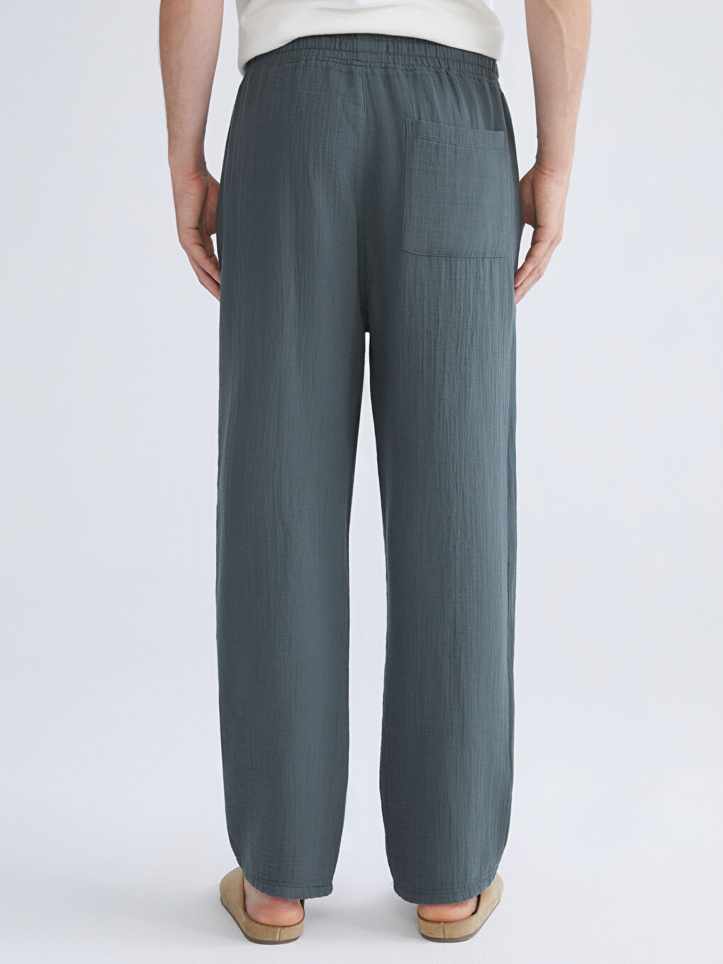 Yeşil Rahat Kalıp Erkek Pantolon-3