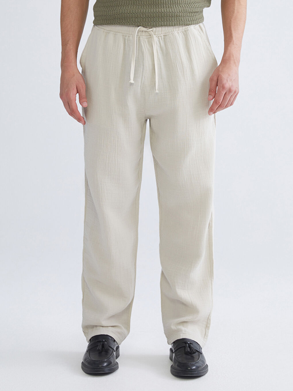 Gri Rahat Kalıp Erkek Pantolon-1