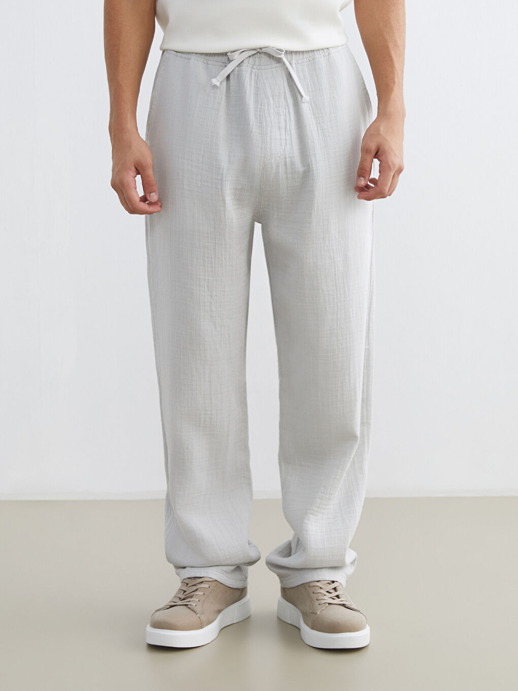 Gri Rahat Kalıp Erkek Pantolon-1