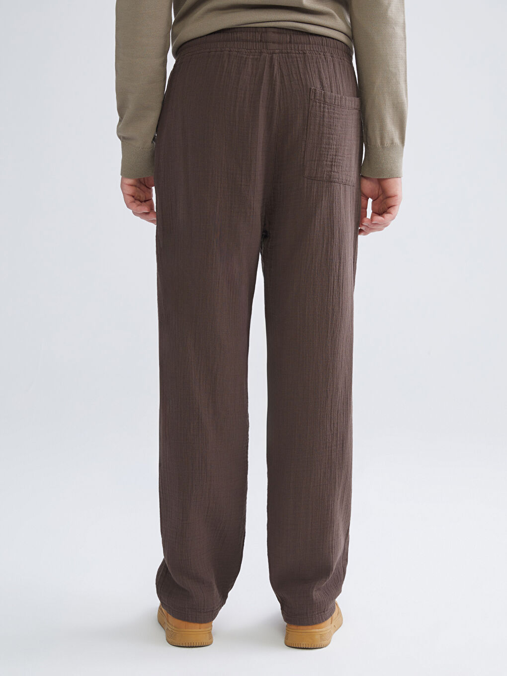 Kahverengi Rahat Kalıp Erkek Pantolon-3