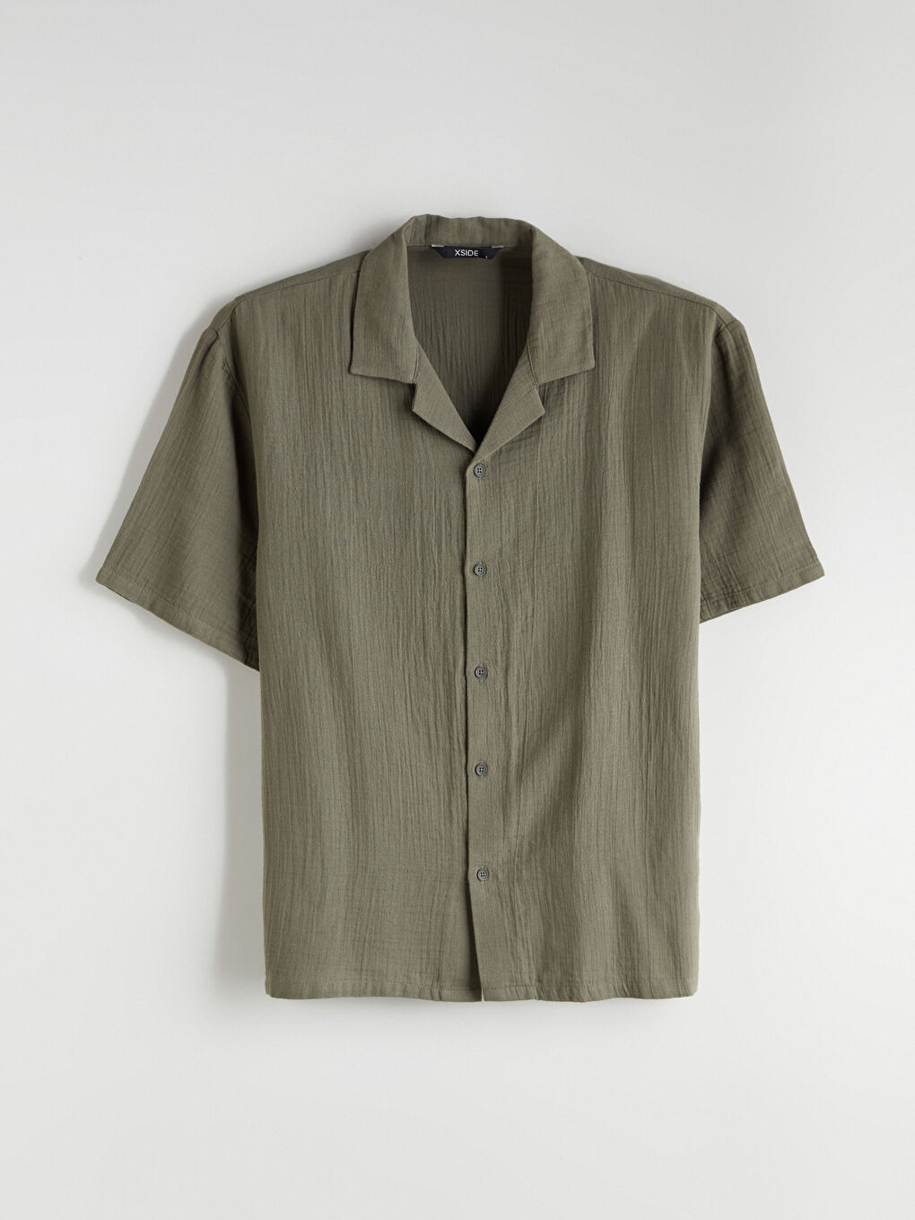 Relaxed Fit Resort Neck Short Sleeve Muslin Men's Shirt-4