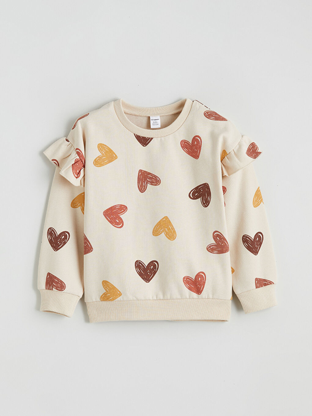 Bej Bisiklet Yaka Kız Çocuk Sweatshirt ve Tayt-1