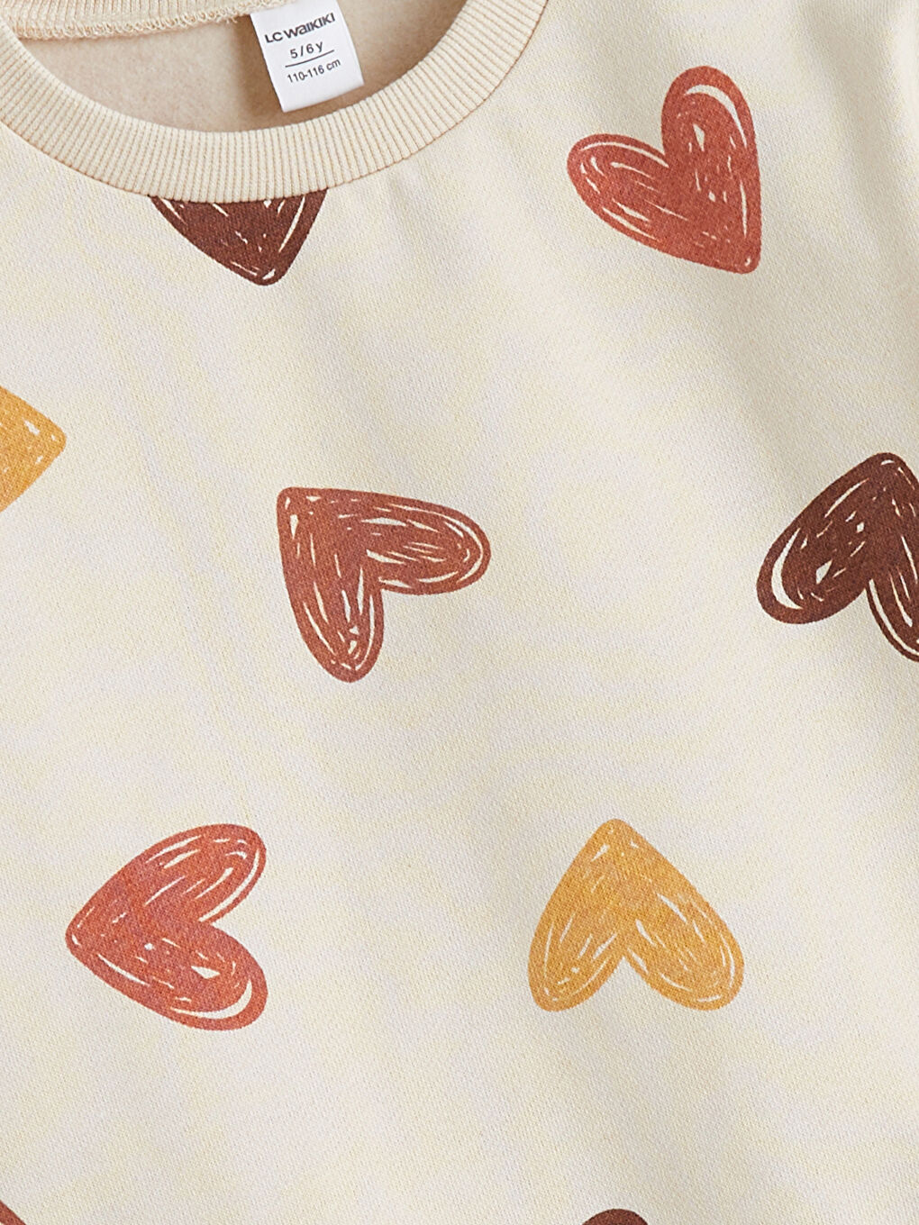 Bej Bisiklet Yaka Kız Çocuk Sweatshirt ve Tayt-2