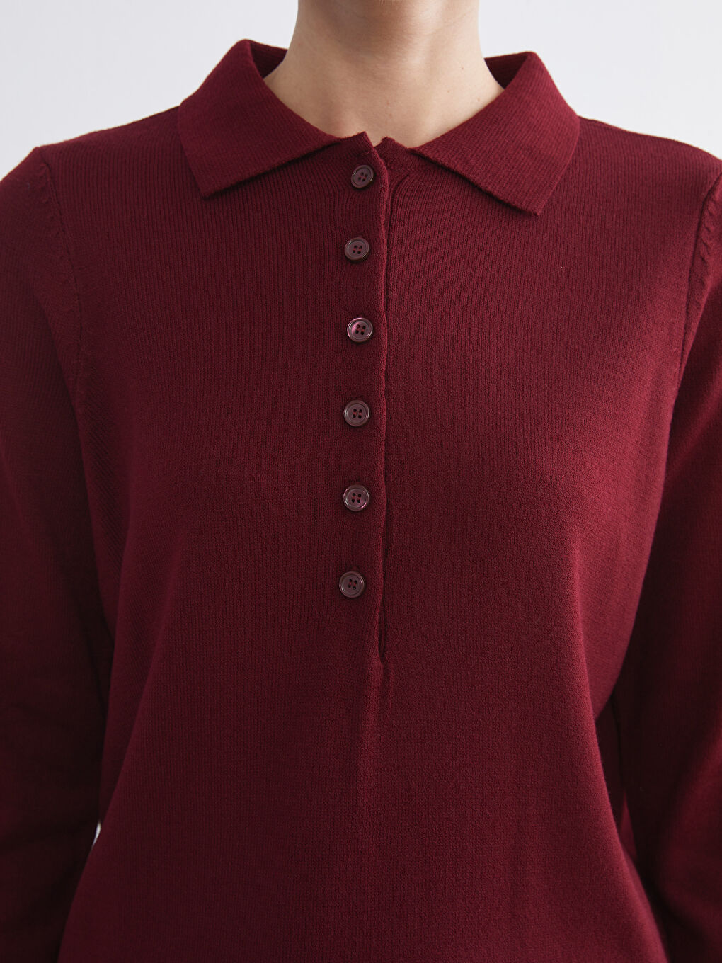 әйелдерге арналған поло жағалы трикотаж жемпір-2