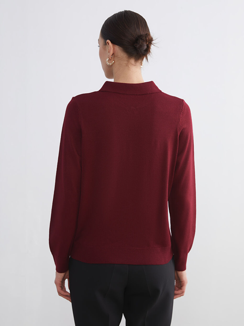 әйелдерге арналған поло жағалы трикотаж жемпір-3