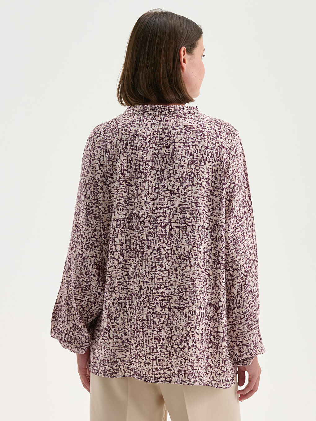 Tie Neck Patterned Blouse-4