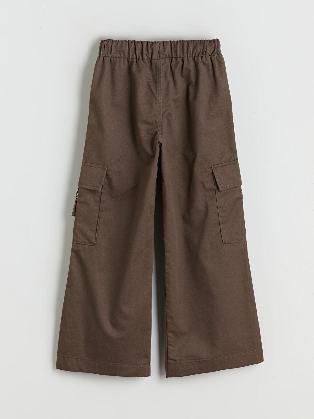 Kahverengi Beli Lastikli Kız Çocuk Kargo Pantolon-1