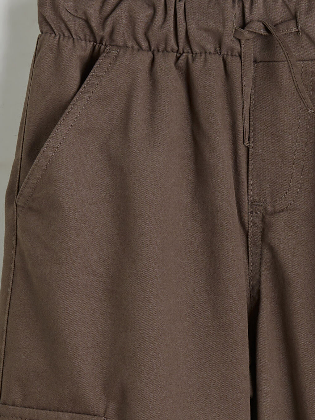 Kahverengi Beli Lastikli Kız Çocuk Kargo Pantolon-2