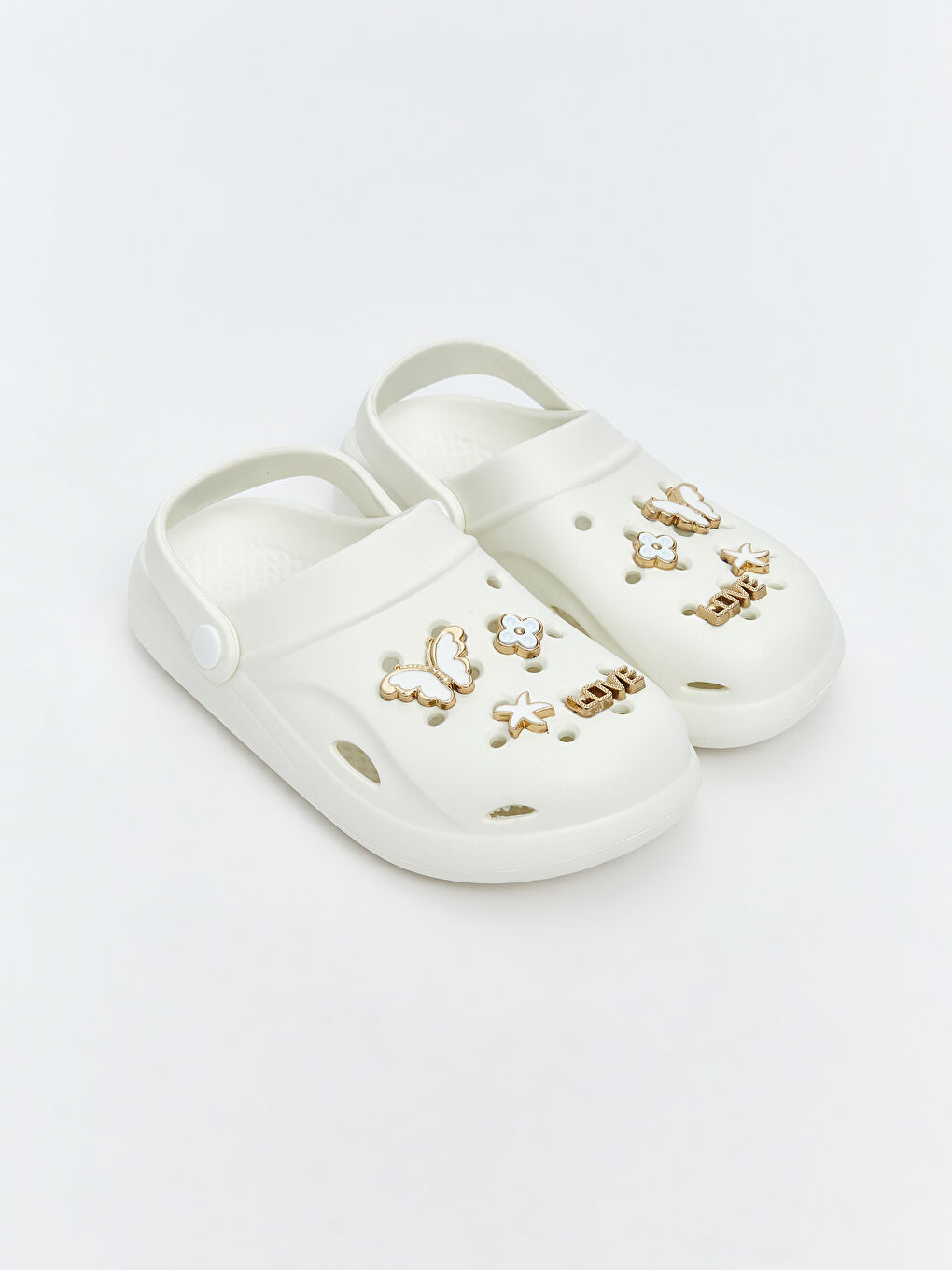 Beyaz Baskılı Kız Çocuk Plaj Sandaleti