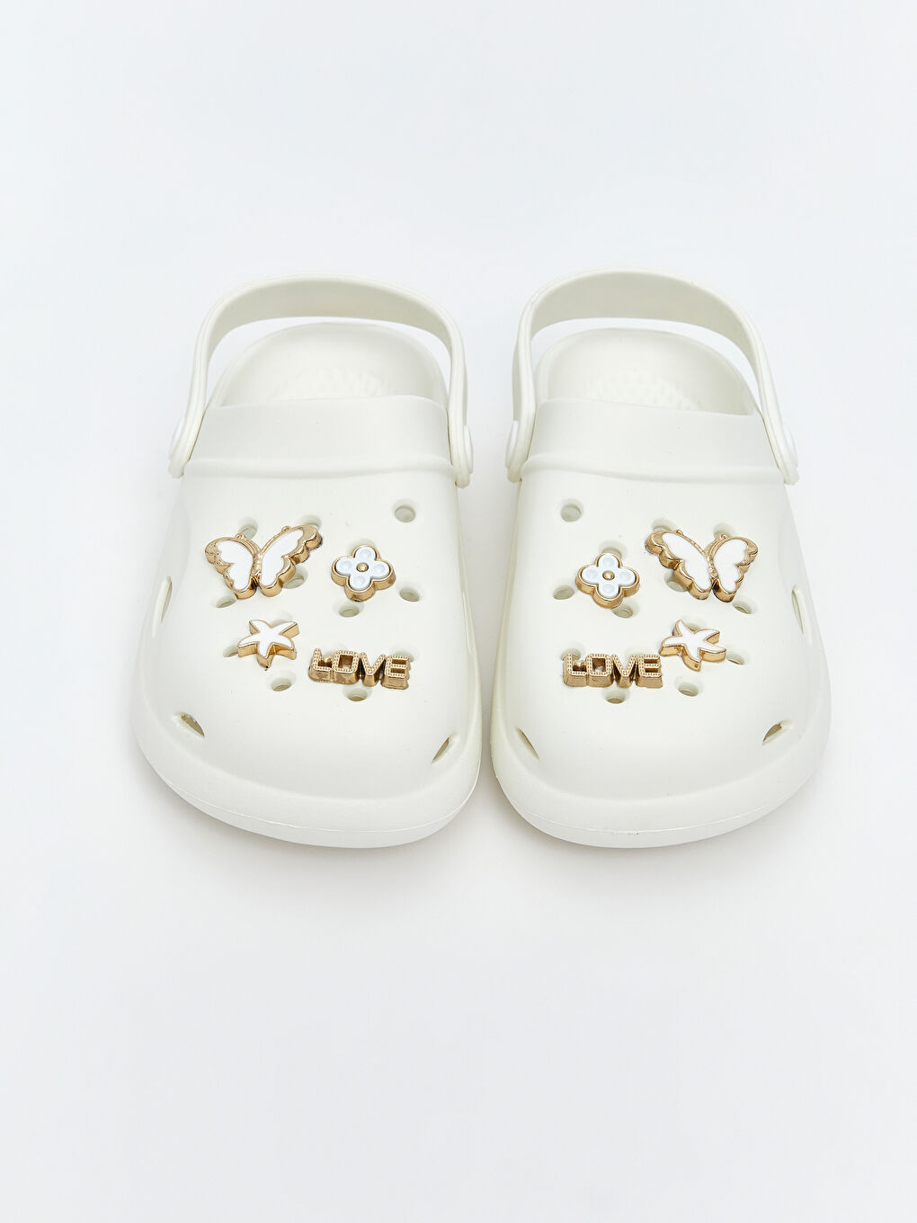 Beyaz Baskılı Kız Çocuk Plaj Sandaleti-2